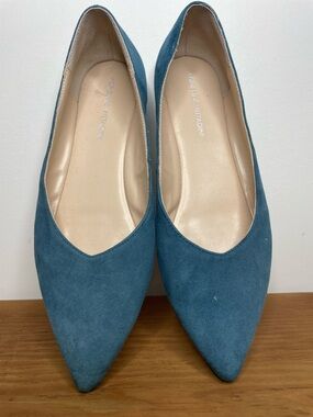 ☔️ Adrienne Vittadini Teal Pointed-Toe Suede Flats